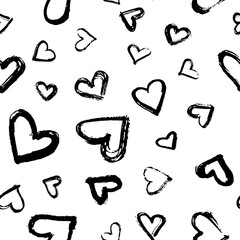 Vector abstract seamless background with hearts. Great for paper, card, banner, fabric, interior. Hand drawn illustration.
