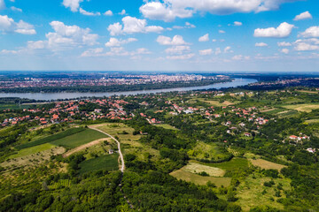 Aerial view of city Novi Sad at summer