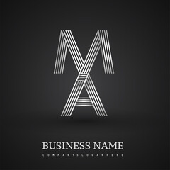 Letter MA linked logo design. Elegant silver colored symbol for your business or company identity.