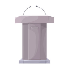 Tribunal podium cartoon vector icon.Cartoon vector illustration podium conference. Isolated illustration of tribunal podium icon on white background.