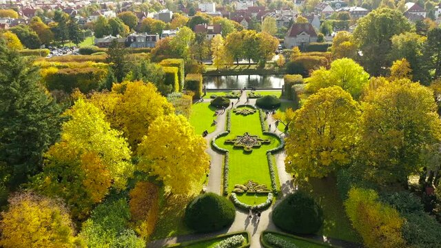Beautiful scenery of the autumnal park in Gdansk Oliwa. Poland