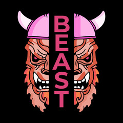 Devil head illustration for poster, sticker, or apparel merchandise.With tribal and hipster style.