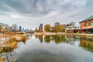Fototapeta premium Chicago City skyline view from Lincoln Park