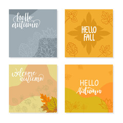 Trendy abstract square template with autumn concept. Able to use for social media posts, mobile apps, banners design, web or internet ads.