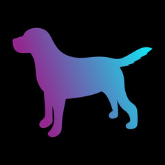 Color silhouette of a dog on a black background. Vector illustration.