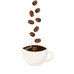cup of coffee with beans