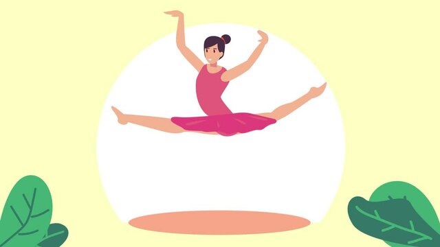 Young ballerina animation performing dances ballet