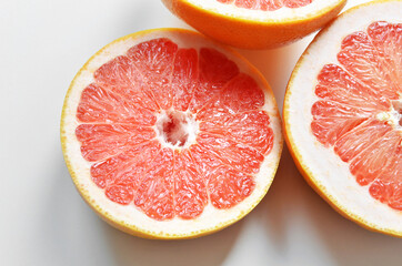 Fresh grapefruit fruits on white background
