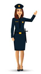 Woman Police officer avatar illustration, police woman character design with standing position. Vector illustration Isolated on white background.