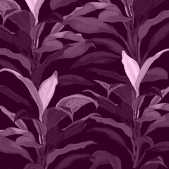 illustration with flowers in purple background.