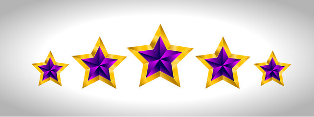 Set Different types and forms of gold color stars. Illustration Christmas New Year