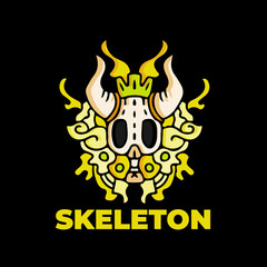 Cool abstract skull with horn illustration for poster, sticker, or apparel merchandise.With tribal and hipster style.