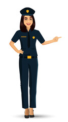 Woman Police officer avatar illustration, police woman character design with standing position. Vector illustration Isolated on white background.