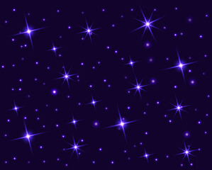 Fototapeta na wymiar Starry sky with bright and dim stars. Dark star seamless pattern. Vector illustration of the starry sky.