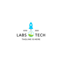 Rocket and Tech Lab Logo Template Design Vector