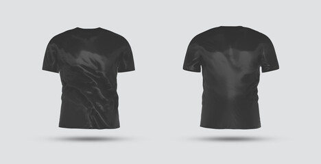 Isolated t-shirt with shadow Mockup. Front and back side jersey on white background