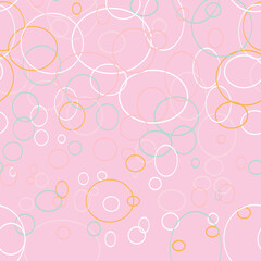 Geometric vector seamless pattern in retro style . Modern abstract background with circles or bubbles.