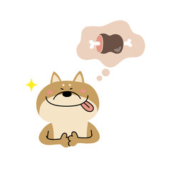 ごちそうを想像して喜ぶ柴犬