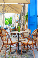 Interior summer open-air street cafe .
