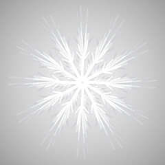 vector, isolated, sketch white snowflake on gray background