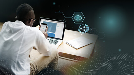 Man uploading files on a phone