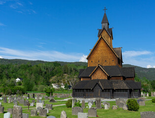 Fototapeta na wymiar The famous medieval stave church named 
