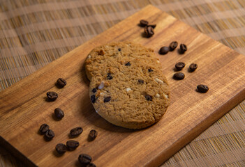 oatmeal cookies and coffee beans