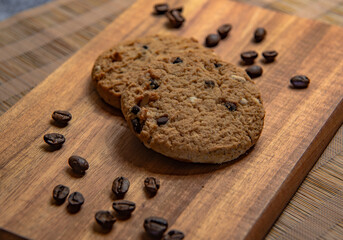 oatmeal cookies and coffee beans