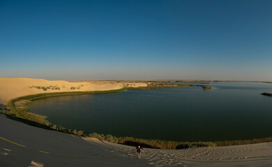 Panoramic of Alasfar Lake (Yellow Lake) near Al Hasa in Eastern Saudi Arabia