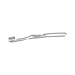 Vector Single Sketch Illustration - Plastic Toothbrush. toothbrush vector sketch illustration