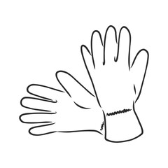 Vector Black Sketch Illustration - Textile Workers Gloves, gloves vector sketch illustration