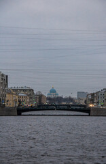 Obraz premium Bridge, river, church, road, water. city