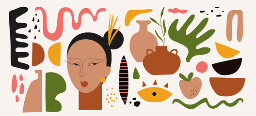 Modern abstract elements set, minimal design, vector illustration.