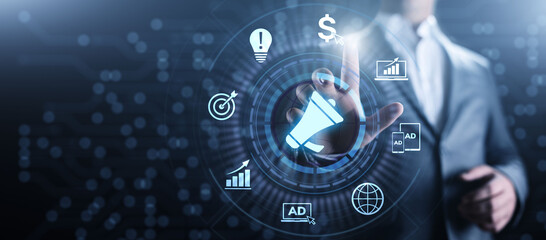 Advertising Marketing Sales Growth Business concept on screen.