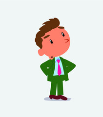 cartoon character of businessman doubting