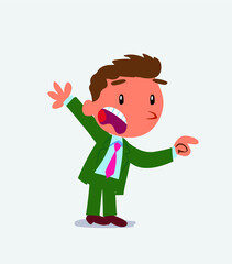 cartoon character of businessman pointing at something outraged