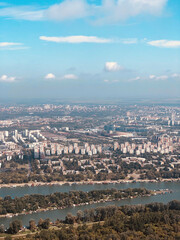 Belgrade, capital of Serbia, aerial panoramic view.