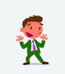 Pleasantly surprised cartoon character of businessman