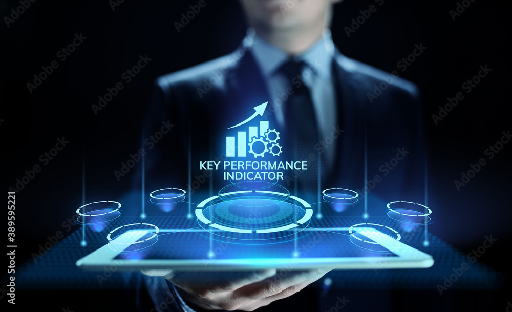 Poster kpi key performance indicator business and industrial analysis concept on screen.