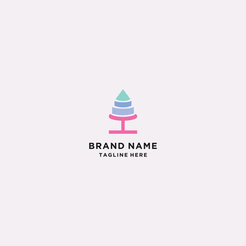 Sweet Shop logo template design vector. Illustration of cake with cherries.