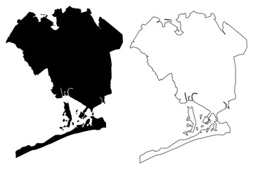 Queens County, New York State (U.S. county, United States of America, USA, U.S., US) map vector illustration, scribble sketch Queens map © danlersk