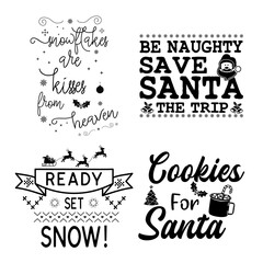 Christmas calligraphy quotes set. Colorful typography designs for xmas decoration, cards, t shirts, mug, other prints with words and holiday elements. Stock vector lettering bundle templates isolated