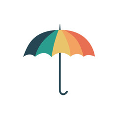 Vector umbrella colored in rainbow colors isolated on the white background. Design in flat style. Umbrella's logo or icon. Raining weather or autumn concept.