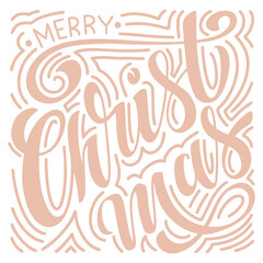 Merry Christmas and Happy New Year Vintage background with typography. Drawn by hands. Vector image.