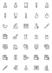Laboratory diagnosis line icons set. Lab test linear style symbols collection, outline signs pack. vector graphics. Set includes icons as medical test tube, sperm beaker, x ray, ecg, blood, ultrasound