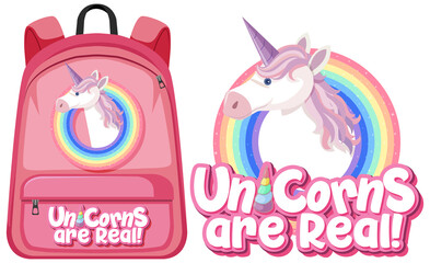 Unicorn backpack on white background