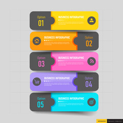 Infographics banner design template, Business concept with 5 steps	
