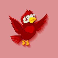Cute red bird cartoon character