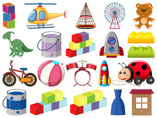 Set of various objects cartoon