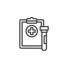 Medical research report line icon. Blood analysis form linear style sign for mobile concept and web design. Laboratory test outline vector icon. Symbol, logo illustration. Vector graphics